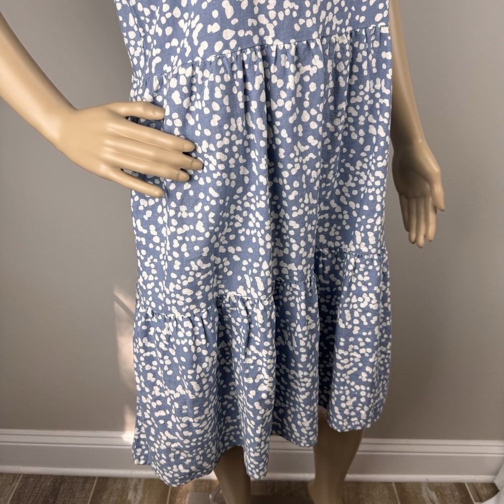 Matty M Tiered Linen Blend Cottagecore Lagenlook Loose Dress Women's Sz M Blue - Picture 4 of 16